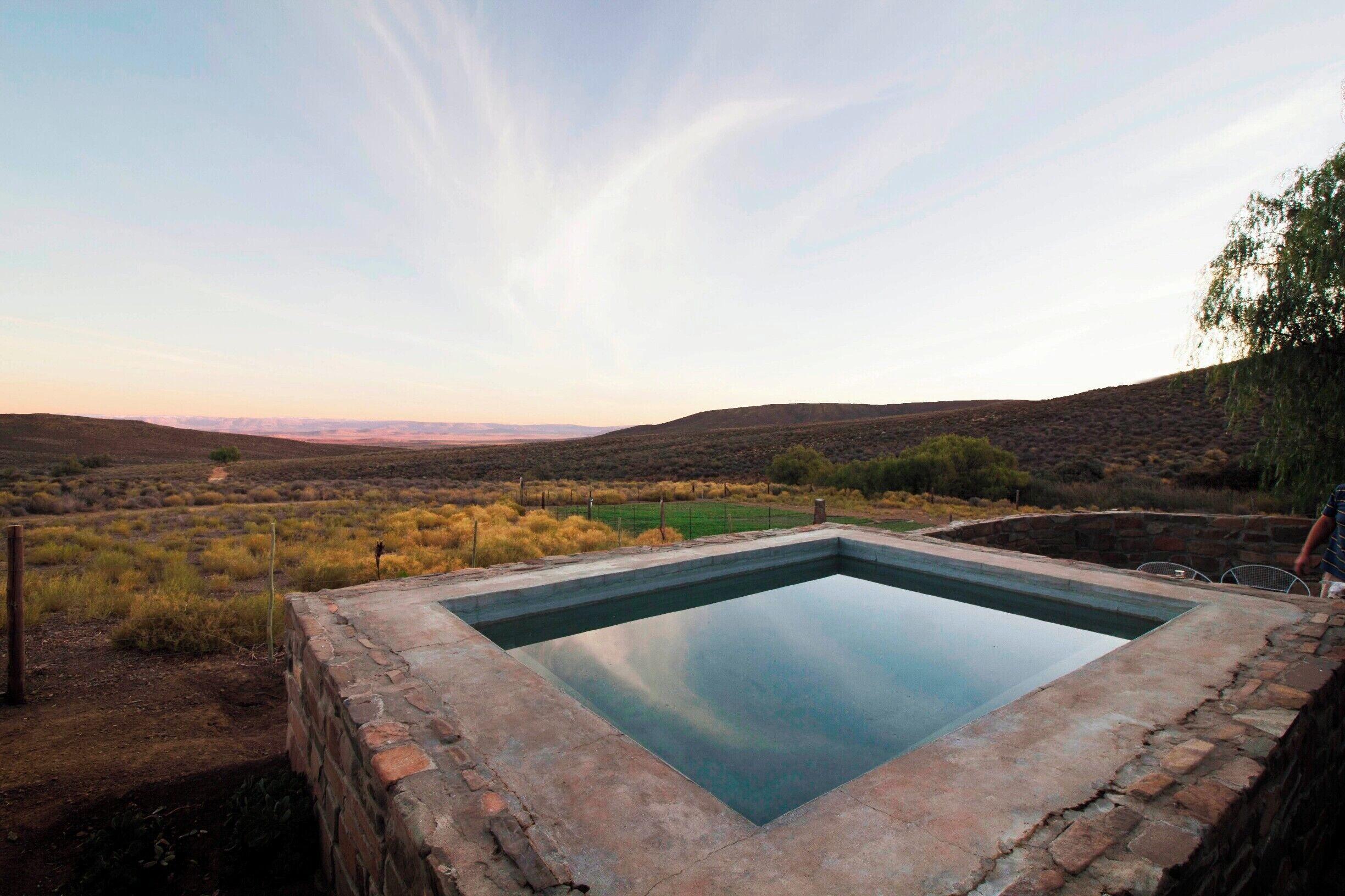 View from cottage and pool