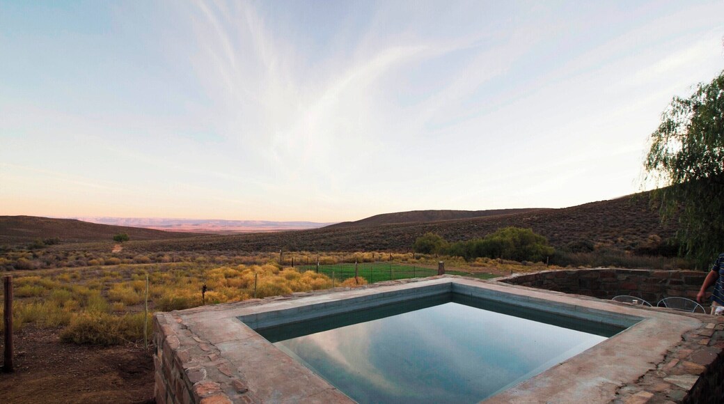 View from cottage and pool