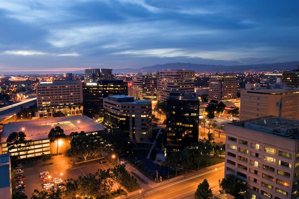 View of Silicon Valley at Dusk, San Jose, California, USA