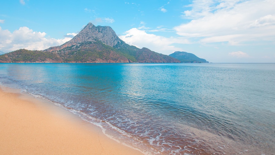 Long beach coast of Adrasan - Adrasan beach is one of the most popular beaches of Antalya - Antalya, Turkey