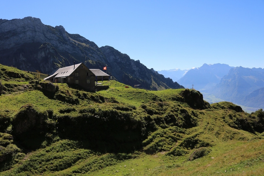 NO EDITING: today I was hiking with my brother and we passed this restaurant on the Alp Oberchäseren on our way onto the mountain Speer...