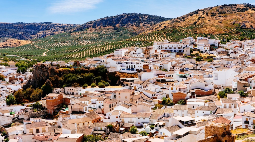 View of the town of Luque, characterized by the whiteness of its streets and houses and the natural environment in the Sierra Subbética. Luque, Córdoba, Andalucía, Spain, Europe