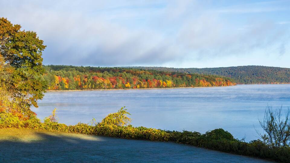 Colorful trees on the shore of Quabbin Reservoir