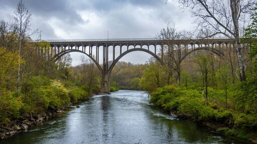 Brecksville-Northfield High Level Bridge in Cuyahoga Valley National Park in Ohio. Cuyahoga River
