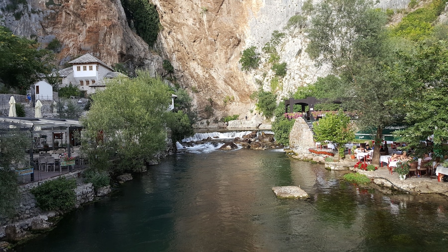 Blagaj is a village outside of Mostar. The Buna River flows through the cliff/cave. To the left is a Dervish Monastery.
-2018