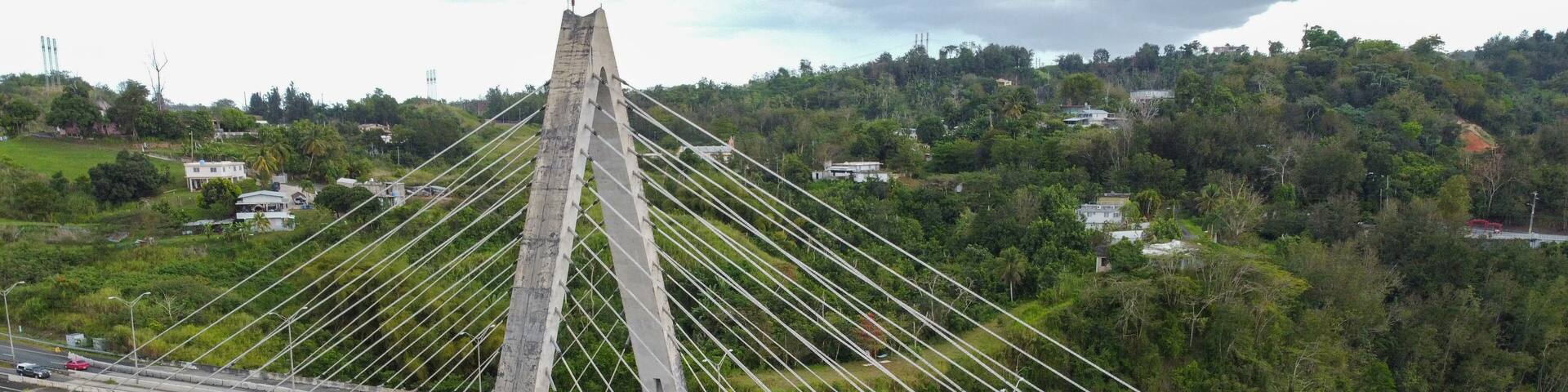 Naranjito Cable-stayed Bridge is one of the main communication routes between Naranjito and Bayamon in Puerto Rico.