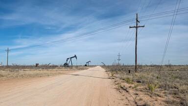 Oil pumpjacks on the Permian Basin oil field near Seminole, Texas, USA