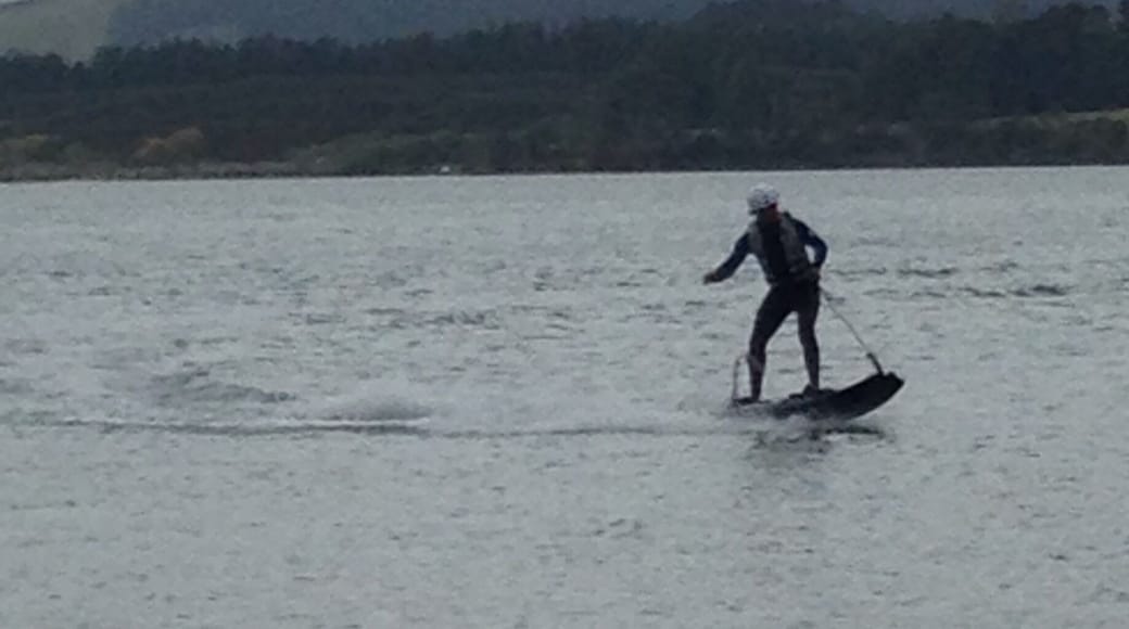 So much fun trying jet boards! Cross between wake boarding and snowboarding, no boat needed to zip across the bay đ