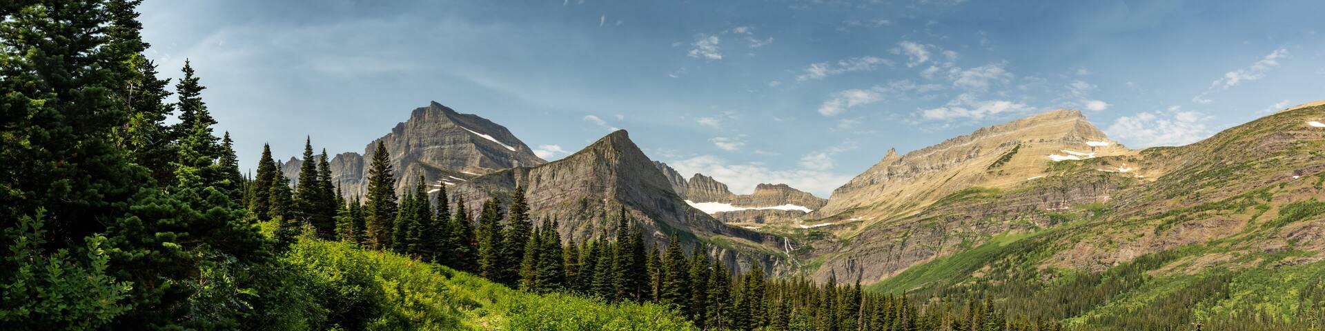 Panorama Looking Back at Grinnell Glacer And Grinnell Lake Area