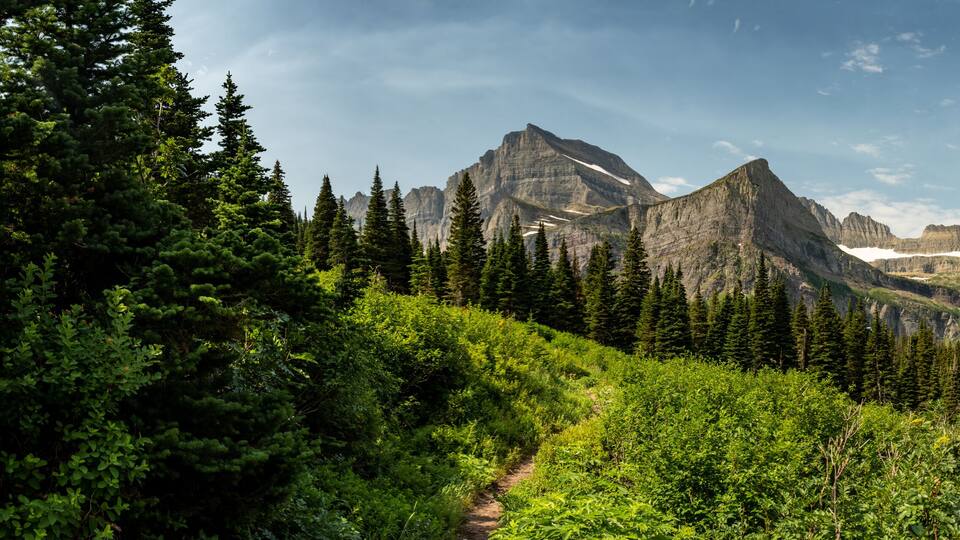 Panorama Looking Back at Grinnell Glacer And Grinnell Lake Area