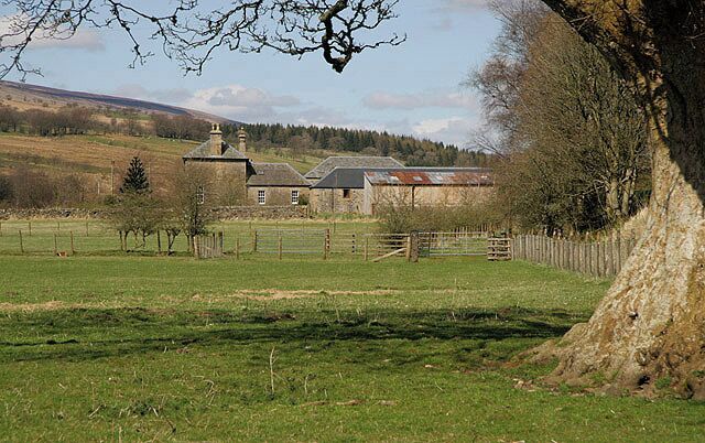 Mangerton Farm. Viewed from the ruins of Mangerton Tower 1252247.