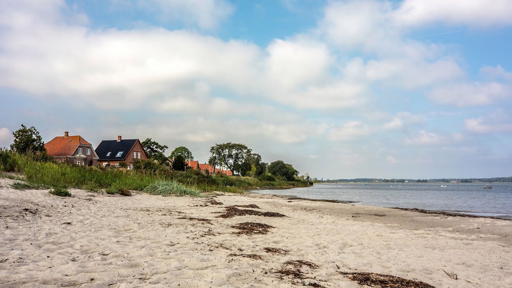 View at Bandholm, northern Lolland, region Zealand in Denmark, in summer