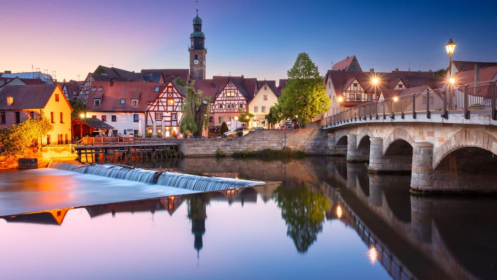 Lauf an der Pegnitz, Bavaria, Germany. Cityscape image of beautiful historical Bavarian city of Lauf an der Pegnitz, Germany at summer sunset.