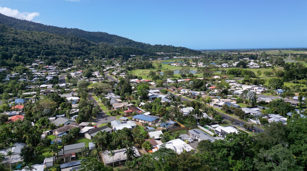 Aerial photo of tropical housing estate in mountain range