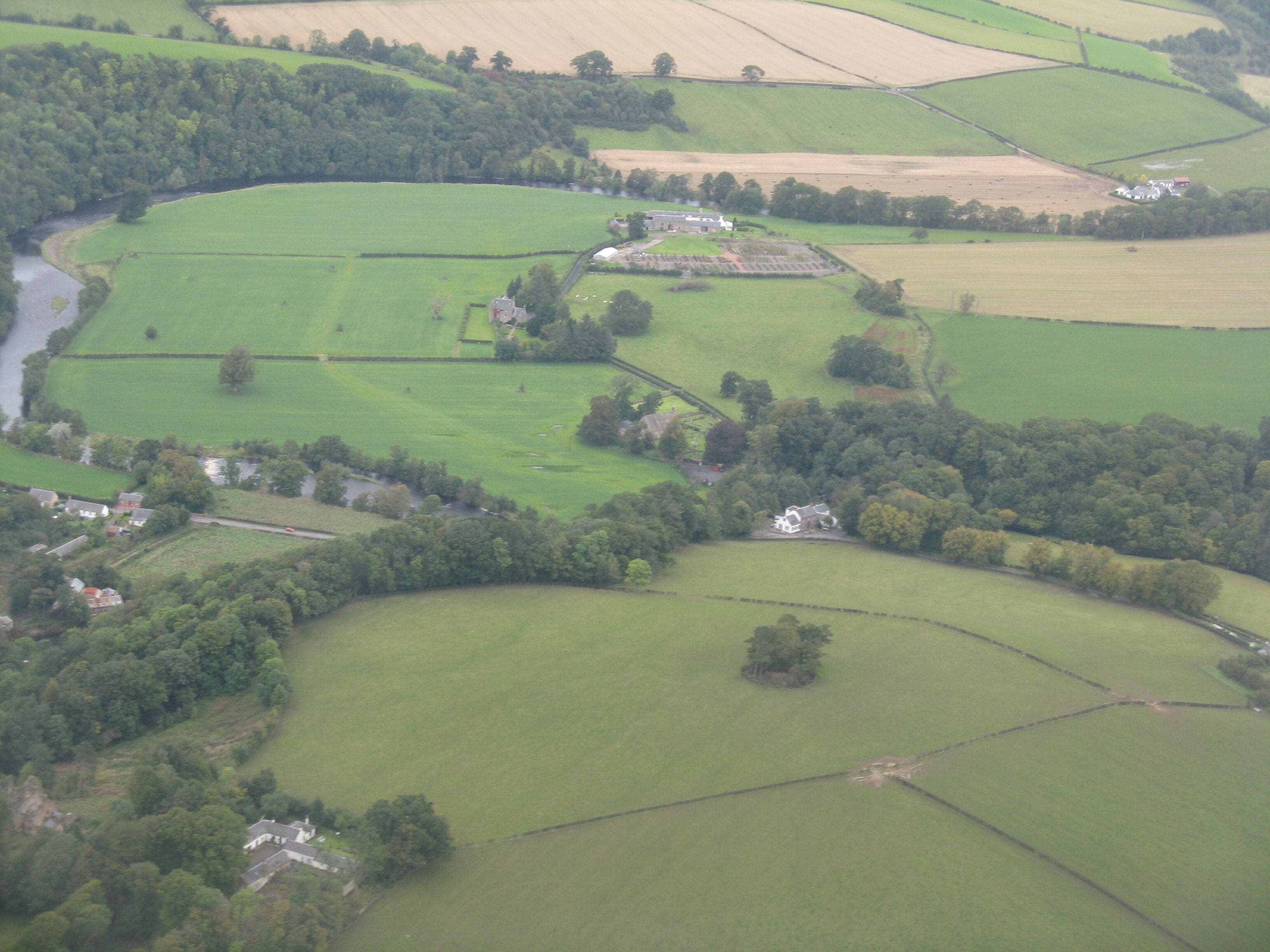 Stair and Stair House Farm with the River Ayr on the left.