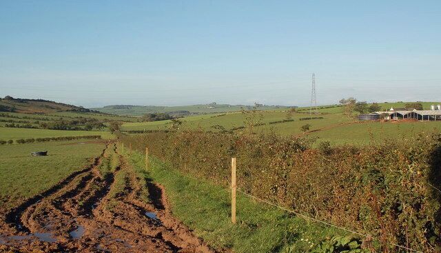Mossbog Looking WNW across mixed farmland with Lochlea Farm, famous for its Burns' associations, on the right