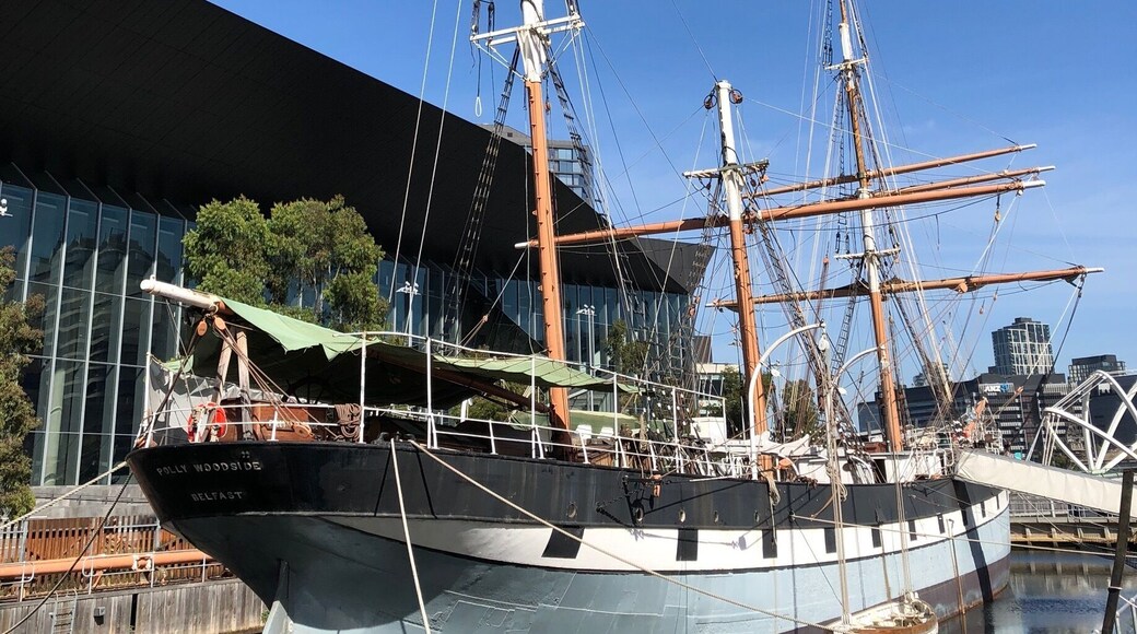 The Polly Woodside is a three masted iron hulled barque preserved in Melbourne Victoria.
Belfast built and launched in December 1885 it has sailed 1.5 million km around the globe it is now a static display in South Wharf. Guided tours of the ship including below decks are available.