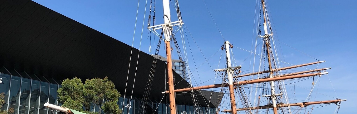 The Polly Woodside is a three masted iron hulled barque preserved in Melbourne Victoria.
Belfast built and launched in December 1885 it has sailed 1.5 million km around the globe it is now a static display in South Wharf.  Guided tours of the ship including below decks are available.