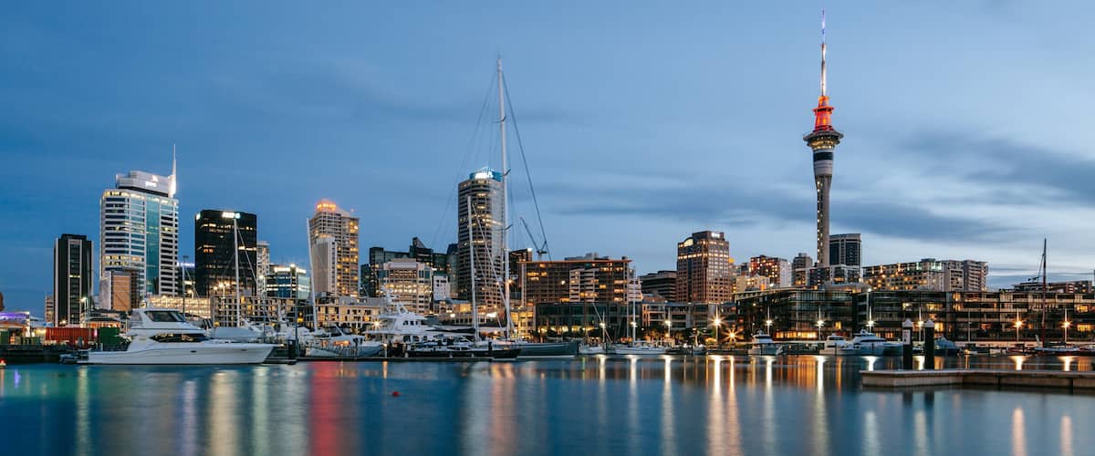 Viaduct Harbour featuring landscape views, a city and a bay or harbor
