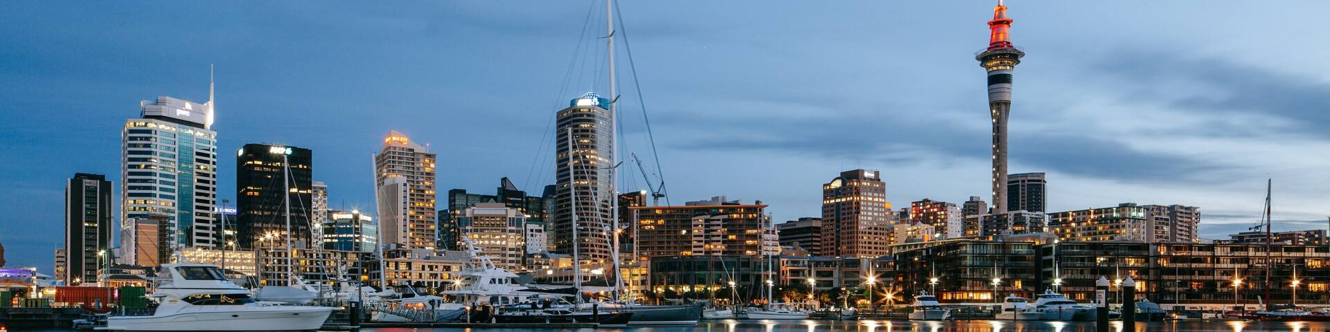 Viaduct Harbour featuring landscape views, a city and a bay or harbor