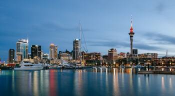 Viaduct Harbour featuring landscape views, a city and a bay or harbor