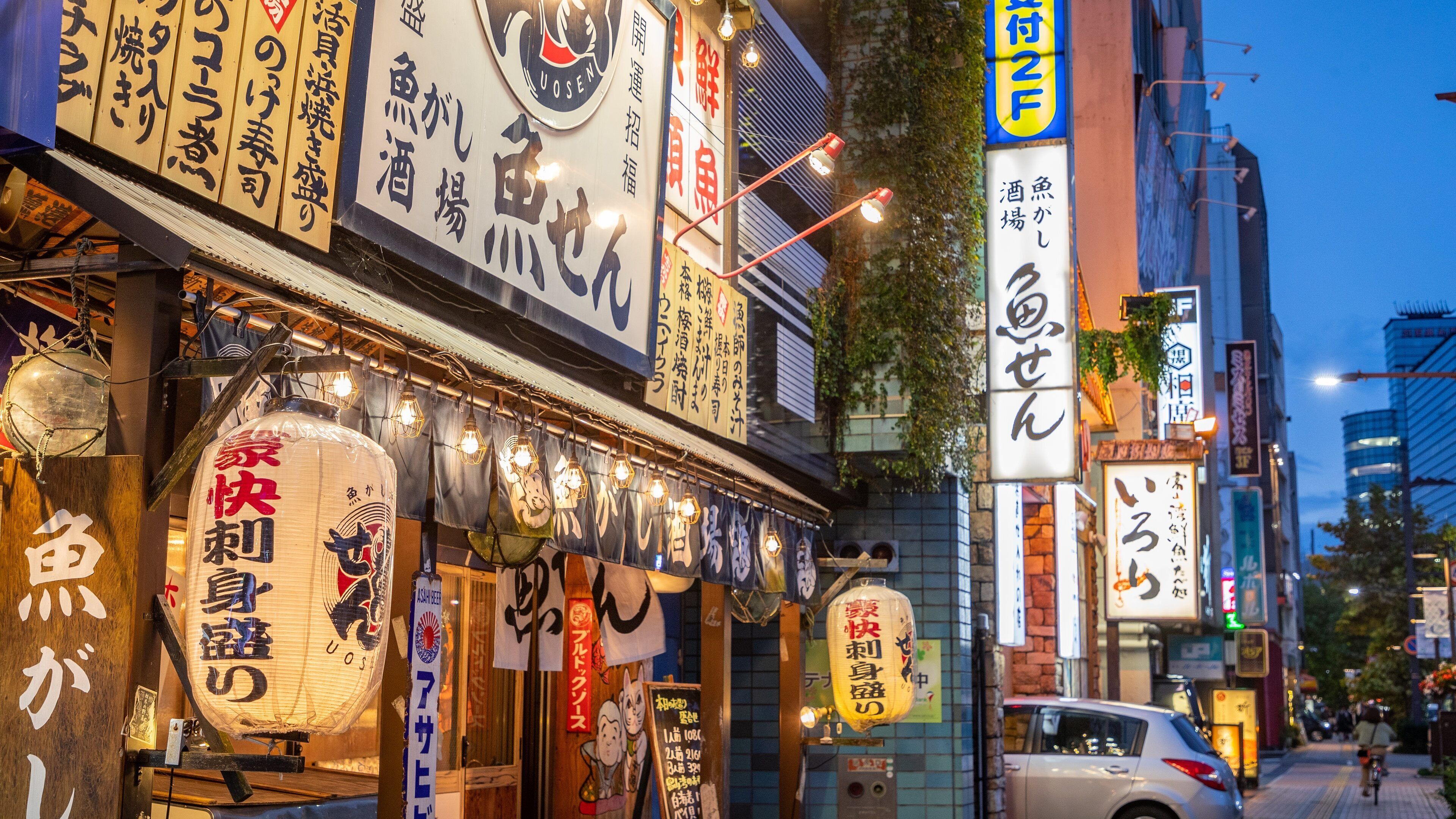 Toyama showing signage and night scenes