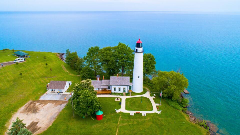POINTE AUX BARQUES LIGHTHOUSE at Port Austin Michigan in Michigans thumb. Created 06.10.24