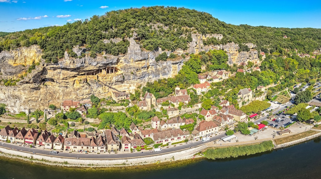 Aerial view of La Roque-Gageac Village- one of Les Plus Beaux Villages de France