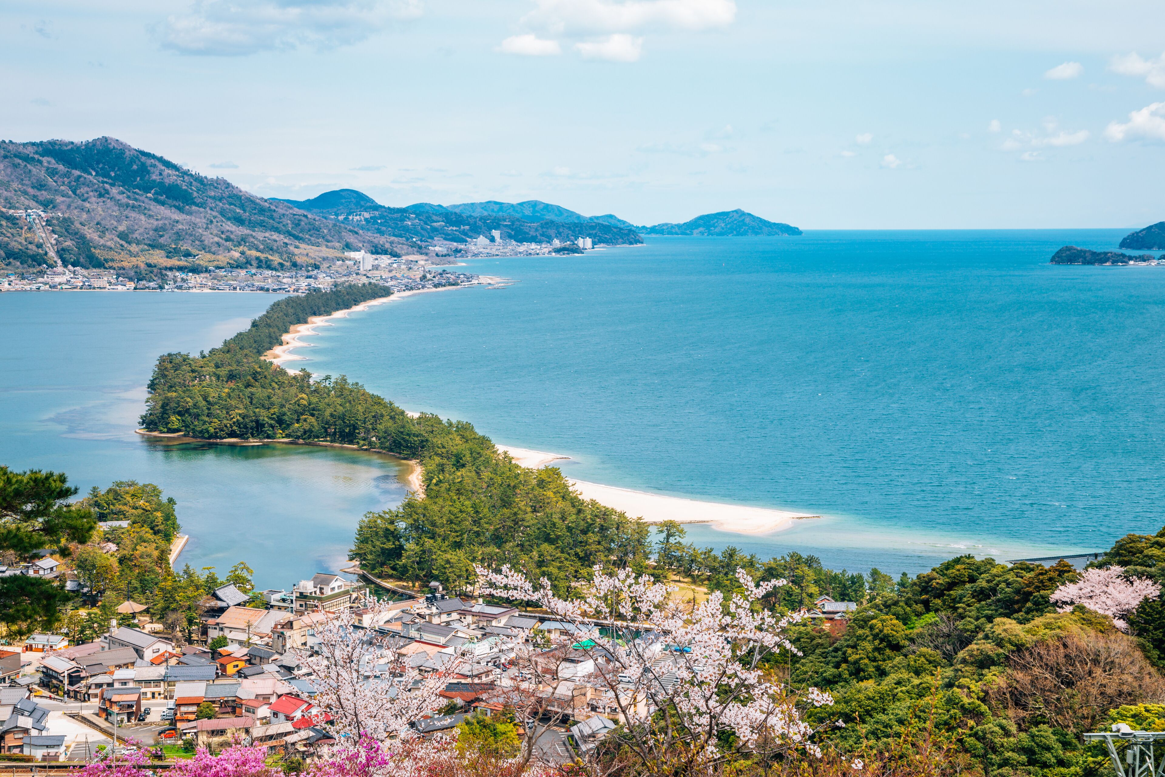Amanohashidate nature scenic view at spring in Kyoto, Japan
