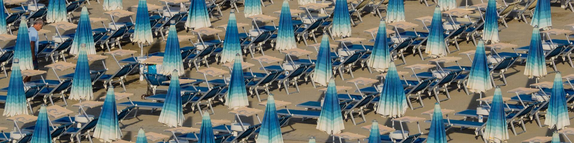 Umbrellas on the beach, Gatteo a Mare, Region of Emilia Romana, Adriatic Sea