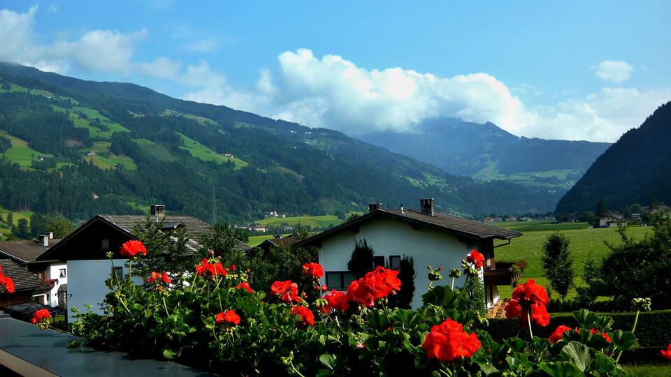 Austrian Alps-view of Austrian Alps from Aschau village in Zillertal