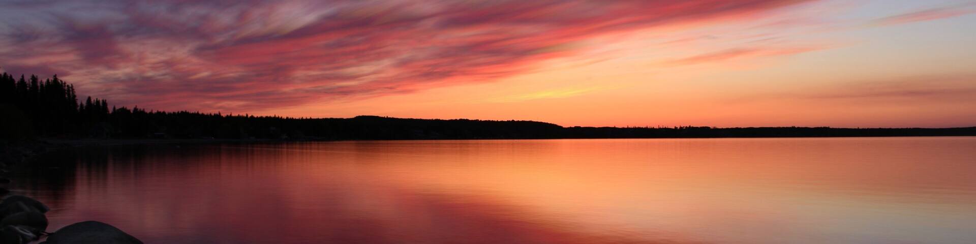 Long exposure of the sunset over Cold Lake, Alberta, Canada