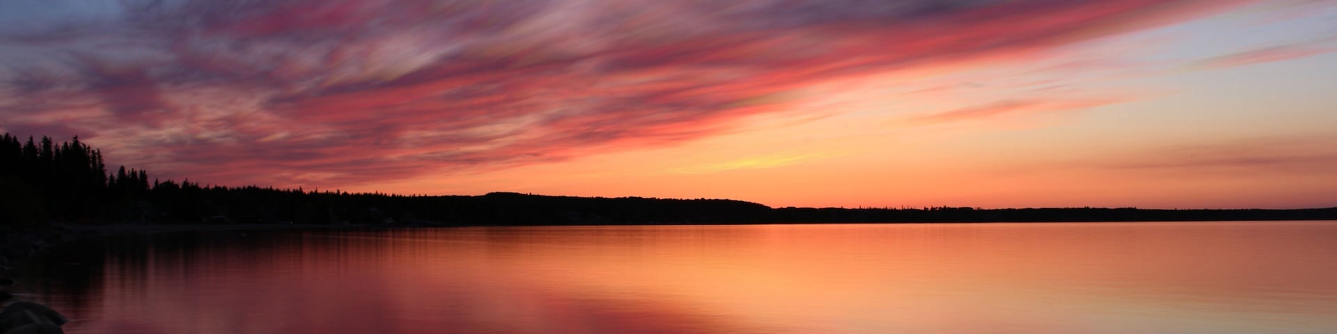 Long exposure of the sunset over Cold Lake, Alberta, Canada