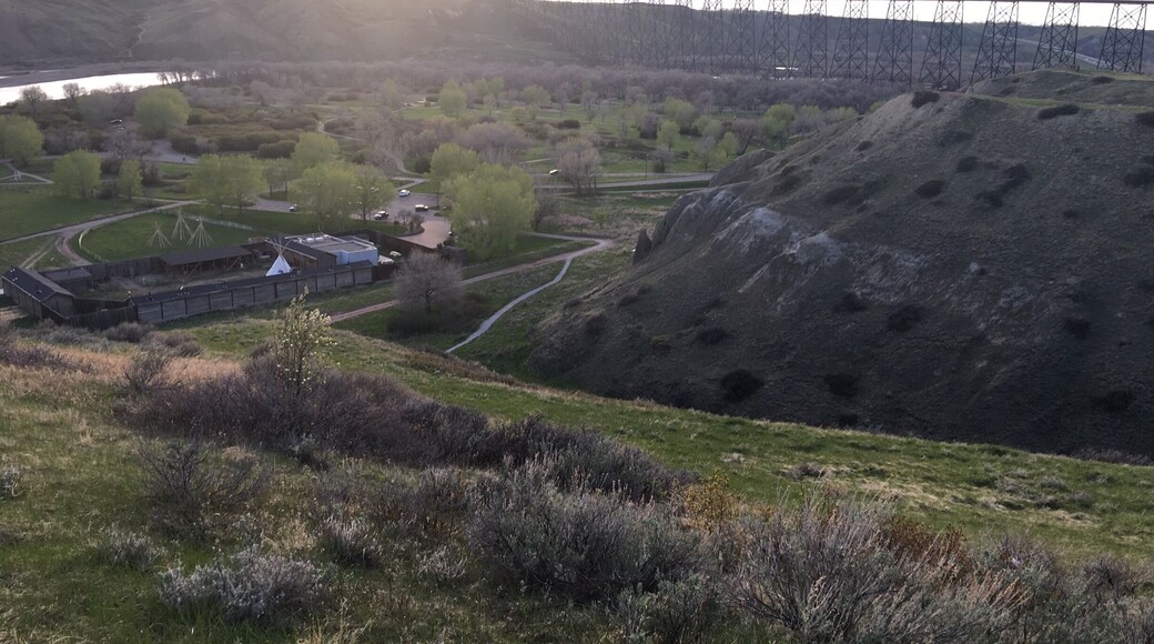 There is a trail behind the Fort. There is a bridge and switchbacks leading all the way up the hill. This will be your view from the top.