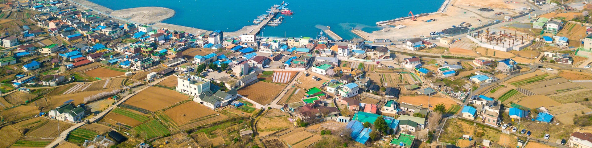 Aerial view of seascape in South Korea.