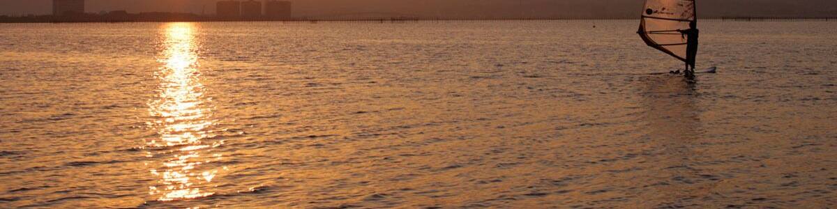 setting sun of Lake Biwa