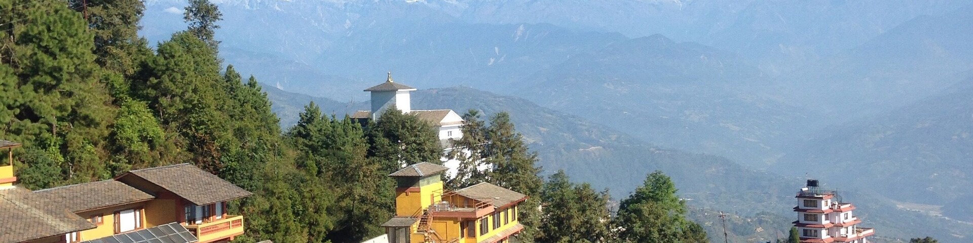 Nagarkot, 30+km from Kathmandu. Travel time by car about 2hrs or more. A place to relax and enjoy Himalayas, sunrise and sunset.