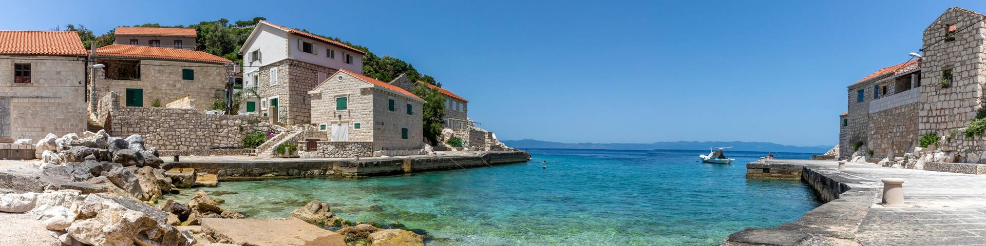 Small picturesque village Lucica on island Lastovo in Croatia, Mediterranean landscape