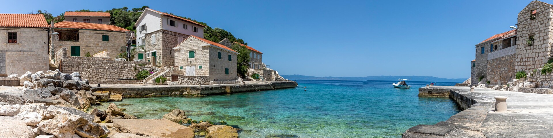 Small picturesque village Lucica on island Lastovo in Croatia, Mediterranean landscape
