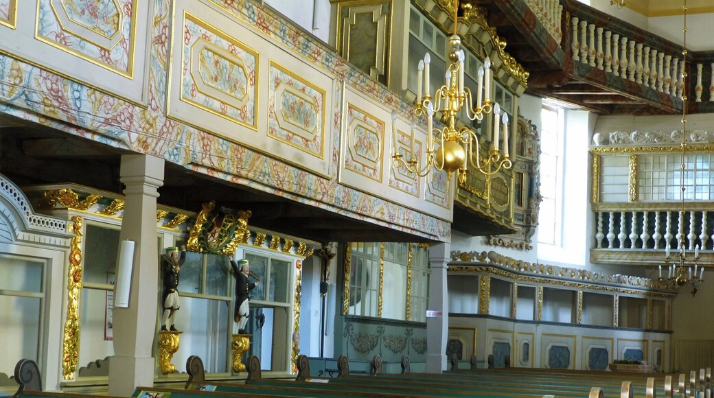 Interior of the St John Church, Scheibenberg, Erzgebirg District, Saxony. Left view with the miners.