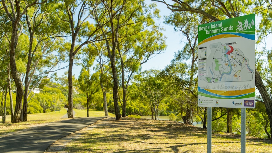 A sign for Boyne Island Tannum Sands with a map and information about the area.