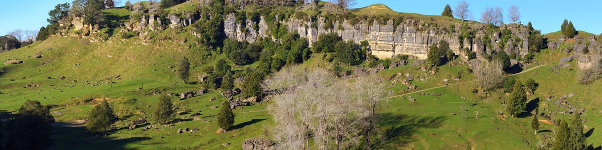 Picturesque green hills landscape panorama