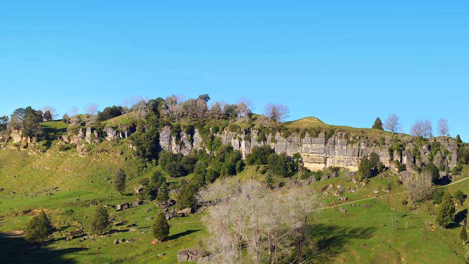 Picturesque green hills landscape panorama