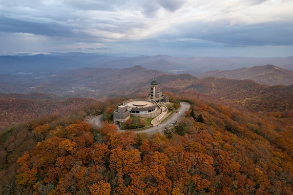 Aerial View of Brasstown Bald, Georgia in the Fall