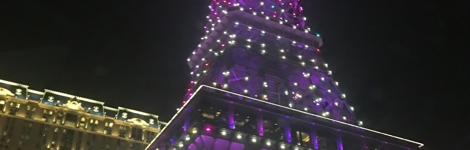 A burst of lights and colours: The Parisian Macau Eiffel Tower on Macau's Cotai Strip. #macau #cotai #cotaistrip #theparisian #mariadasstheworld @macaulifestyle @visit.macau