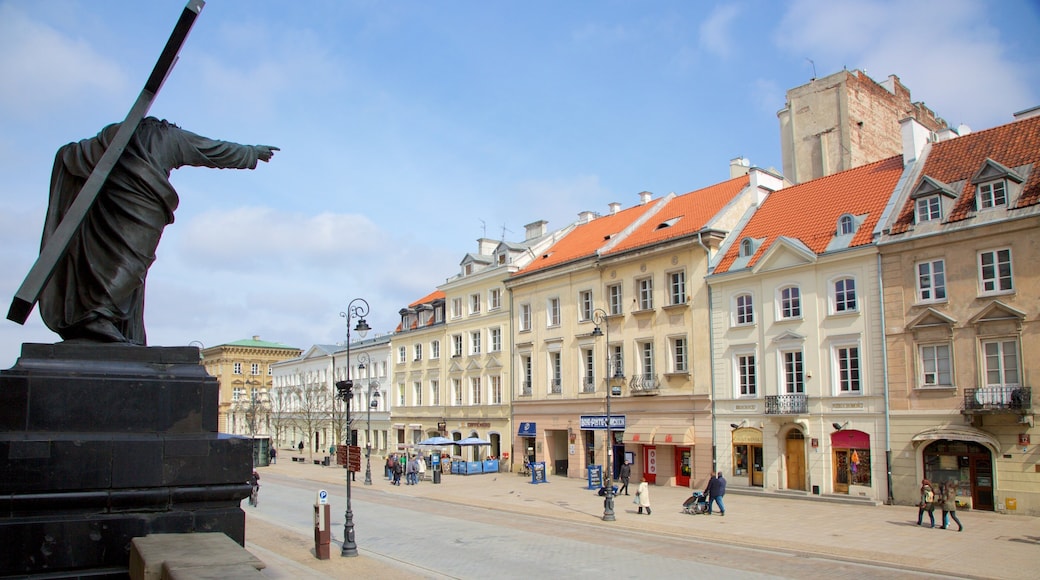 Det hellige kors\' kirke som viser religion og statue eller skulptur