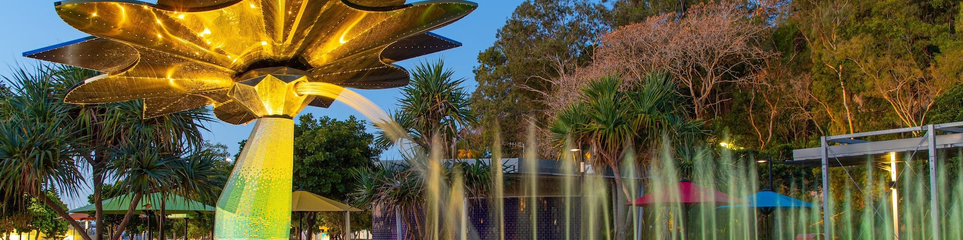 Gladstone showing a fountain and night scenes