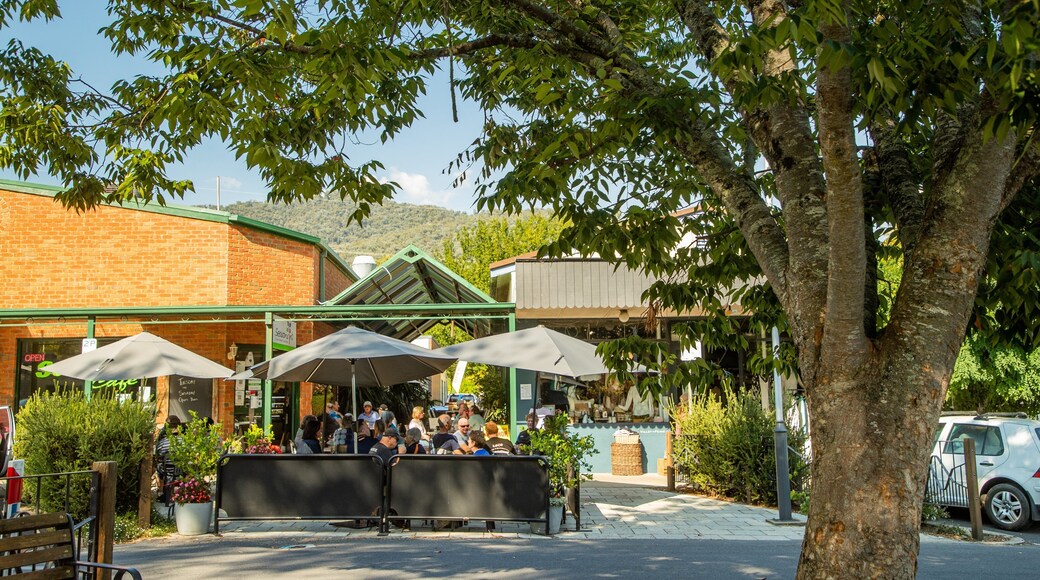 Mount Beauty featuring outdoor eating as well as a small group of people