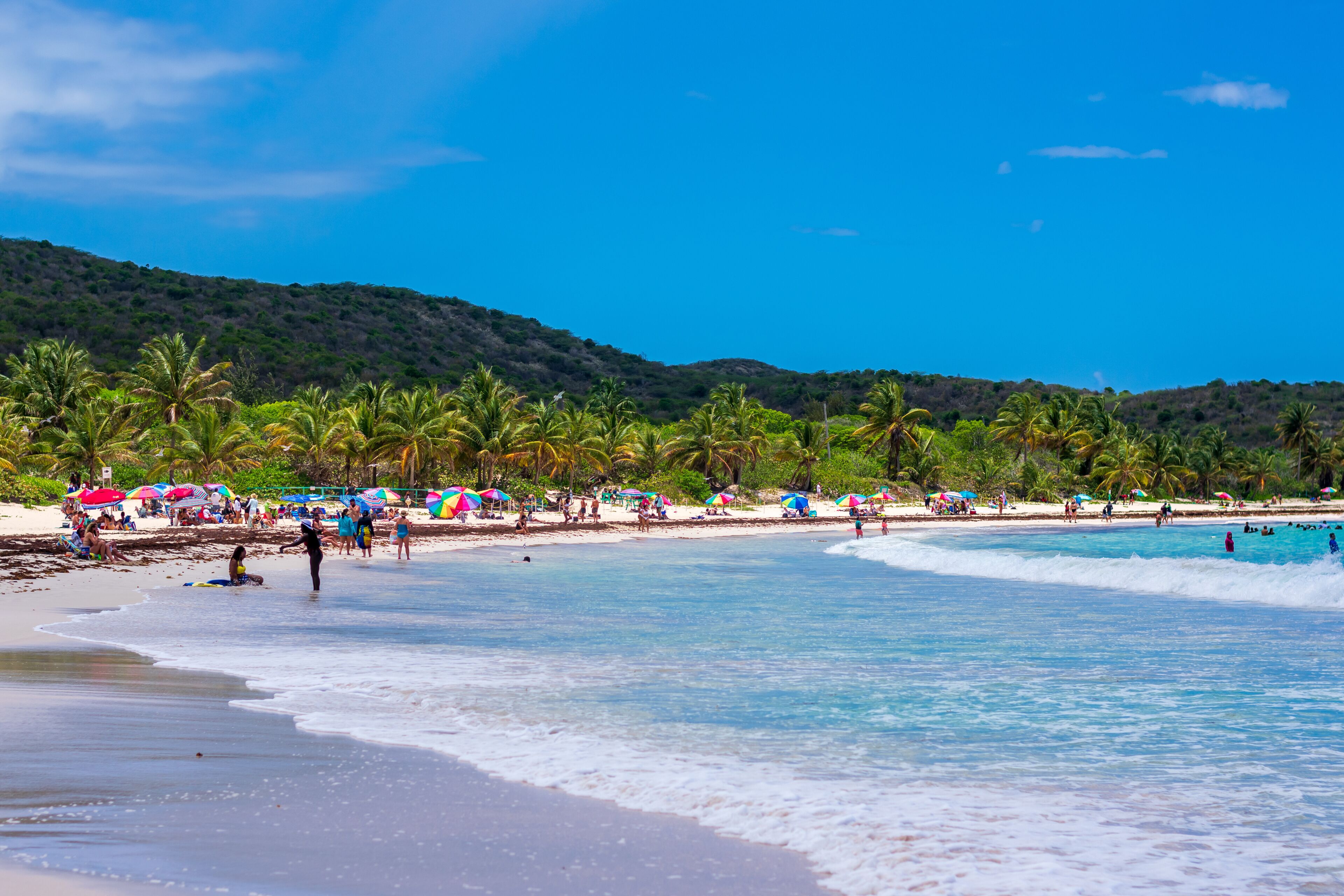 caribbean sand beach and blue sky