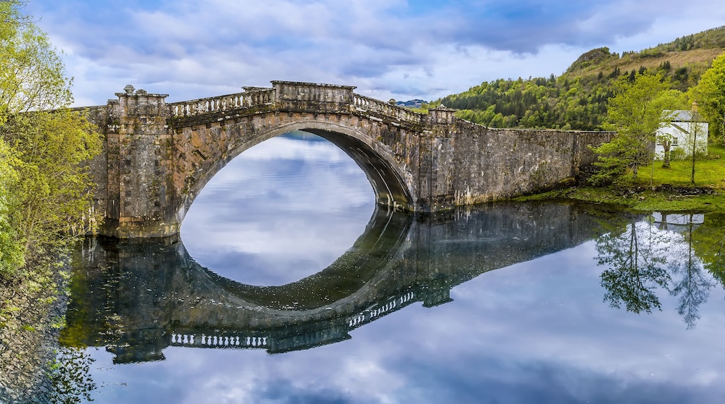 A view of an old bridge on Loch Fyne near to Inveraray, Scotland on a summers day